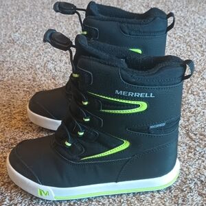 Merrell Kids Black and Neon Green Waterproof Boots